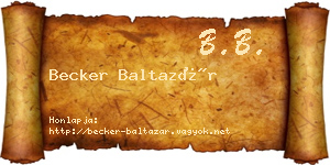 Becker Baltazár névjegykártya